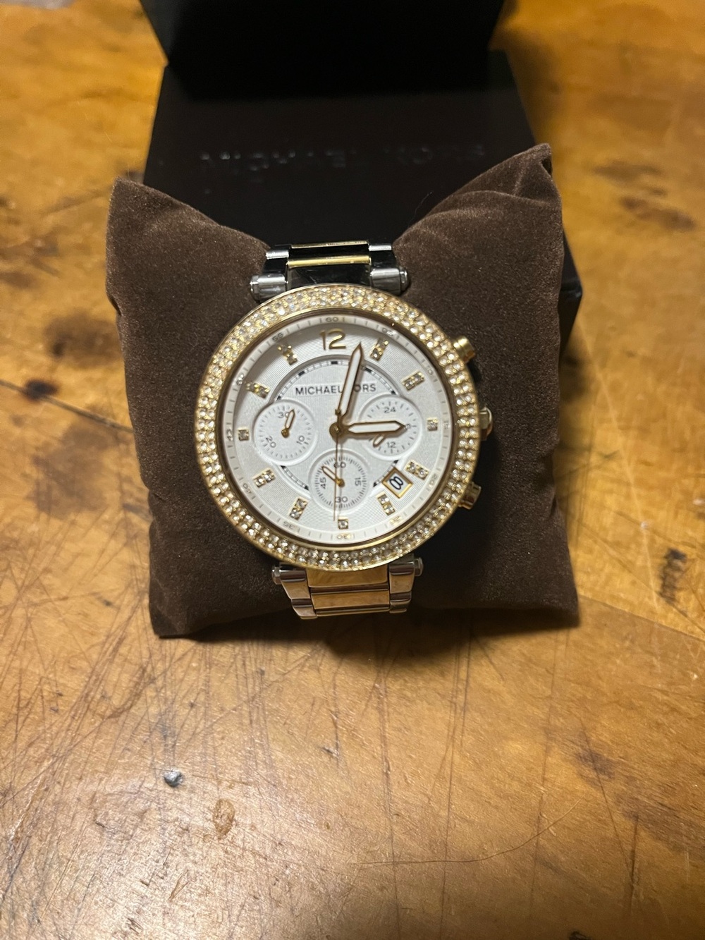 Michael Kors Women’s Two-Tone Gold Crystal Bezel Watch - White Dial